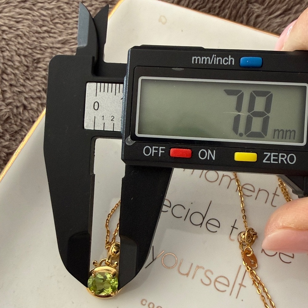 Peridot Necklace | 925 Sterling Silver | 17” Adjustable | Dainty Chain | 7.8mm - Picture 6 of 7